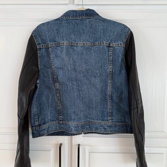 Rag & Bone Nico Leather & Denim Crop Jacket - Large - Picture 2 of 6